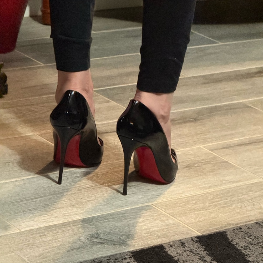 Christian Louboutin Pigalle Follies Black Patent Leather Heels - Picture 9 of 10